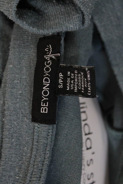 Beyond Yoga Womens Cropped Long Sleeve Crew Neck Blue T Shirt Size S