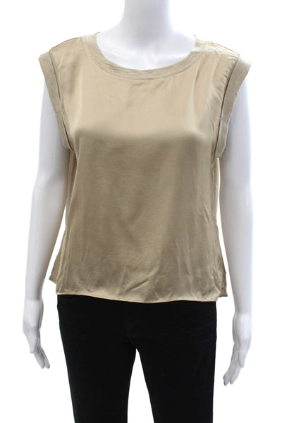 Liverpool Los Angeles Womens Sleeveless Cotton Crew Neck T Shirt Beige Size M