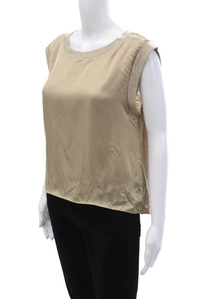 Liverpool Los Angeles Womens Sleeveless Cotton Crew Neck T Shirt Beige Size M