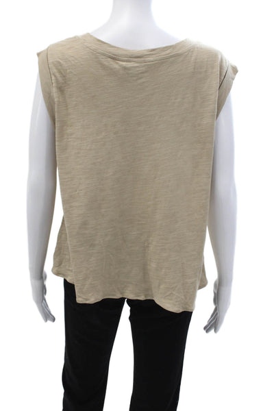Liverpool Los Angeles Womens Sleeveless Cotton Crew Neck T Shirt Beige Size M