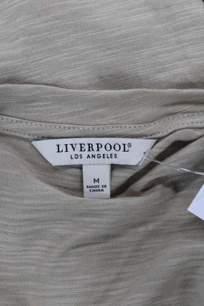 Liverpool Los Angeles Womens Sleeveless Cotton Crew Neck T Shirt Beige Size M