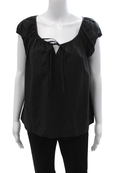 Theory Womens Basic Sleeveless Round Neck Blouse Black Size M