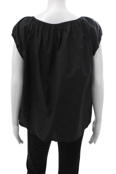 Theory Womens Basic Sleeveless Round Neck Blouse Black Size M