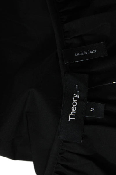 Theory Womens Basic Sleeveless Round Neck Blouse Black Size M