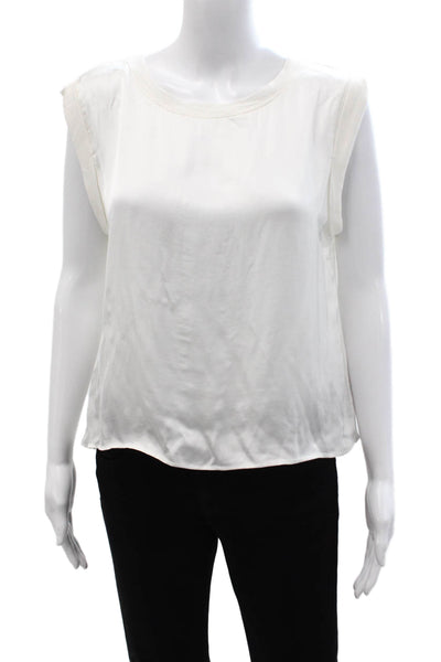 Liverpool Los Angeles Women Basic White Cotton Tank Crew Neck Sleeveless Size M
