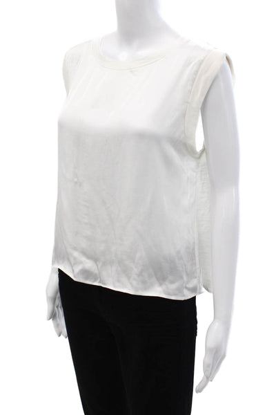 Liverpool Los Angeles Women Basic White Cotton Tank Crew Neck Sleeveless Size M