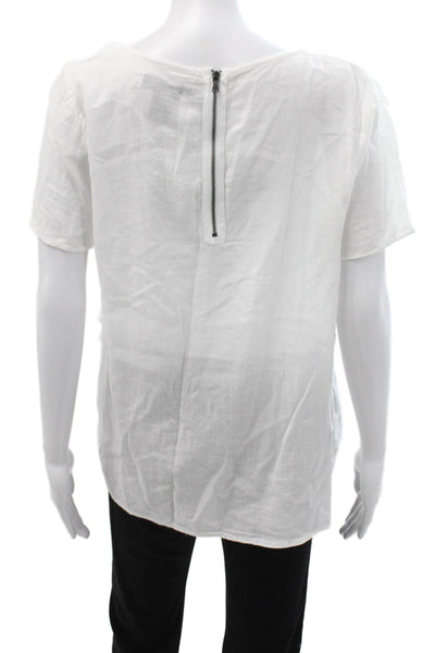 Calvin Klein Jeans Womens 90s Plaid Collared Button-Up Blouse White Size M