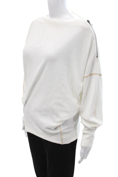 We The Free Womens Pullover Sweatshirts White Cotton Long Sleeve Zip Size XS