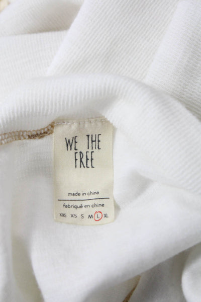 We The Free Womens Pullover Sweatshirts White Cotton Long Sleeve Zip Size XS
