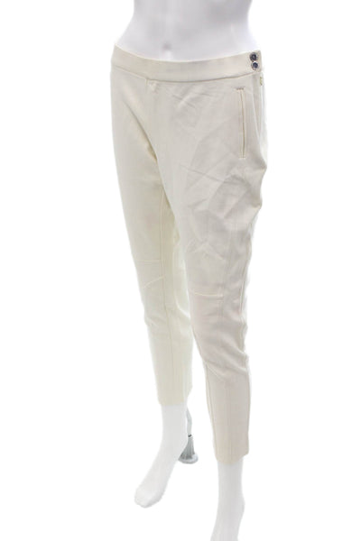 Adrienne Vittadini Women Ankle Cropped White Pants Size L