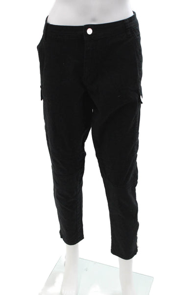 SL8 Women Cargo Cropped Ankle Pants Black Button Size S