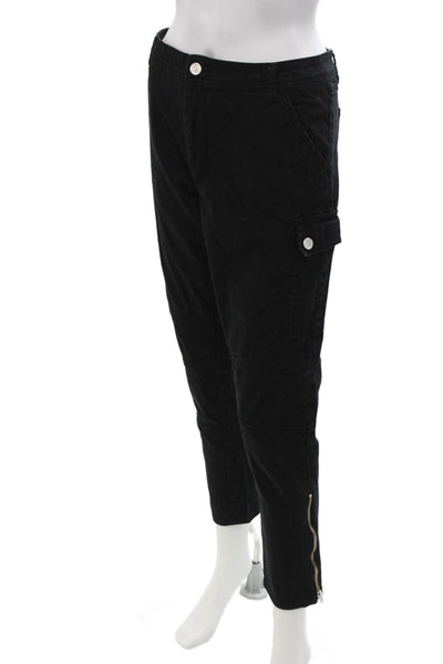 SL8 Women Cargo Cropped Ankle Pants Black Button Size S