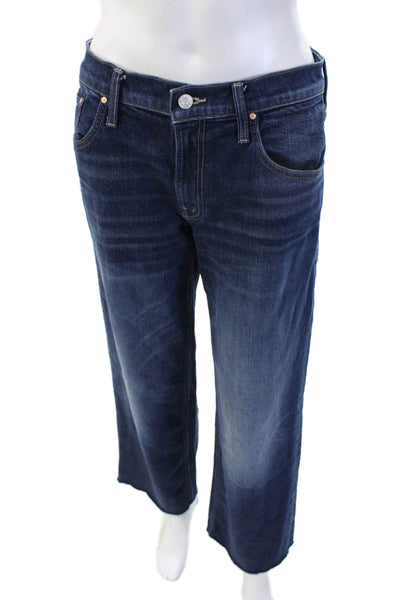 Mother Womens Dark Blue Wide-Leg Jeans Button Fly Low Rise Size 27