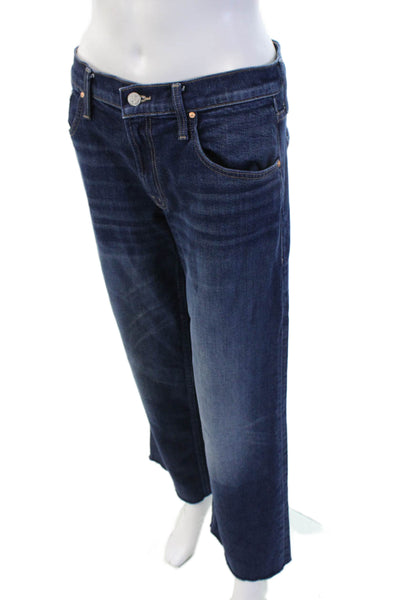 Mother Womens Dark Blue Wide-Leg Jeans Button Fly Low Rise Size 27