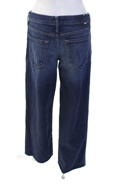 Mother Womens Dark Blue Wide-Leg Jeans Button Fly Low Rise Size 27
