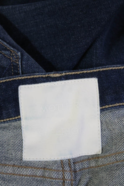 Mother Womens Dark Blue Wide-Leg Jeans Button Fly Low Rise Size 27