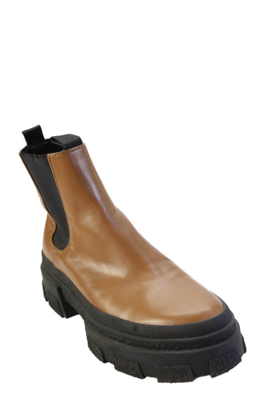 Zara Womens Slip On Lined Chunky Booties Brown Size EUR 40