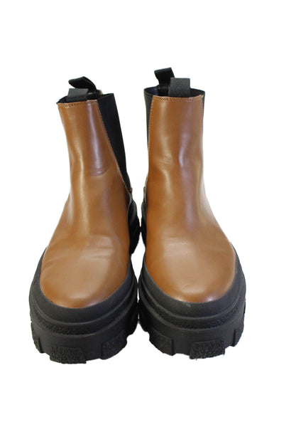 Zara Womens Slip On Lined Chunky Booties Brown Size EUR 40