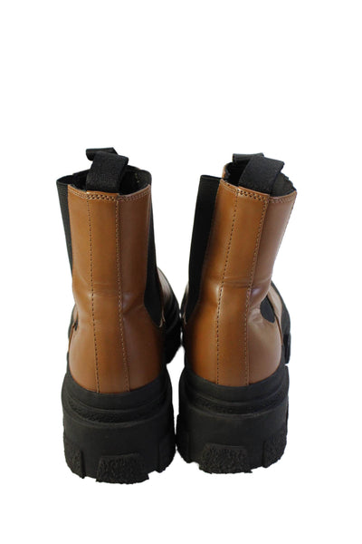 Zara Womens Slip On Lined Chunky Booties Brown Size EUR 40