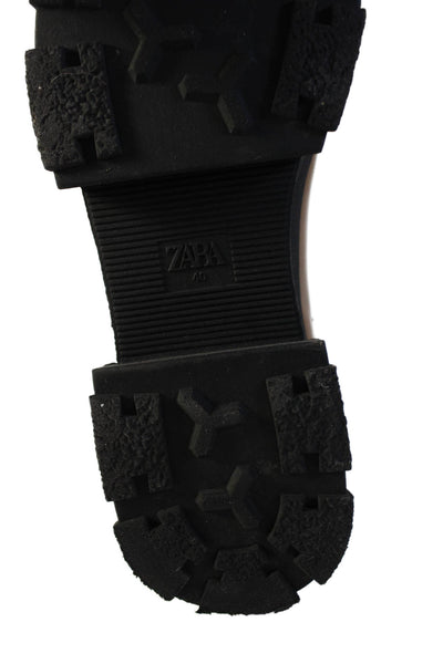 Zara Womens Slip On Lined Chunky Booties Brown Size EUR 40