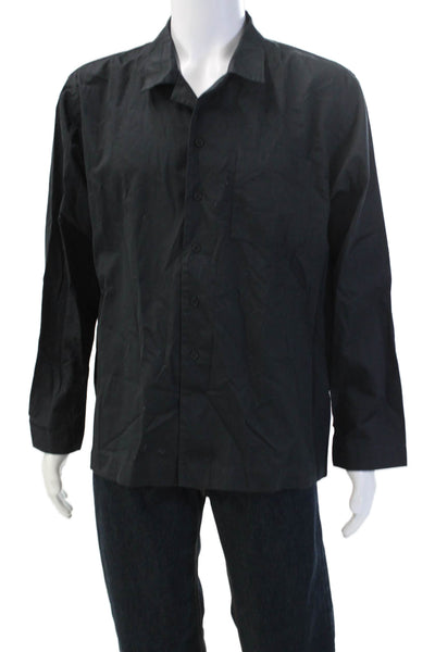 Frank & Oak Mens Point Collar Black Button-Up Dress Shirt Long Sleeve Size 2XL