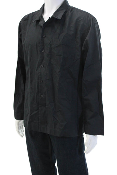 Frank & Oak Mens Point Collar Black Button-Up Dress Shirt Long Sleeve Size 2XL