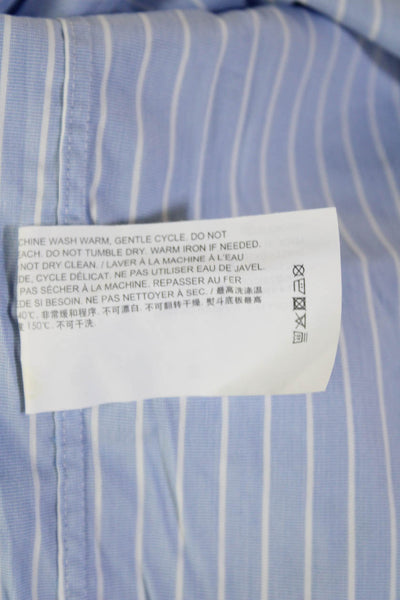 Theory Mens Button-Down Dress Shirt Light Blue Striped Long Sleeve Size L