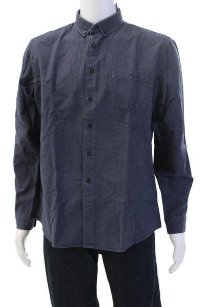 Frank & Oak Mens Button-Down Dark Blue Dress Shirt Long Sleeve Size XL