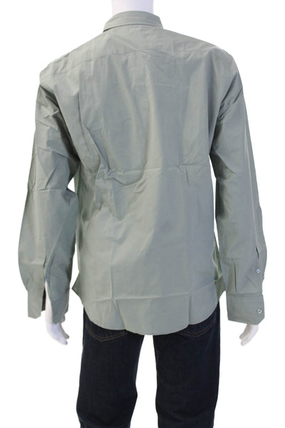 Emile Lafaurie Mens Point ButtonUp Cotton Dress Shirt Green Long Sleeve Size XL