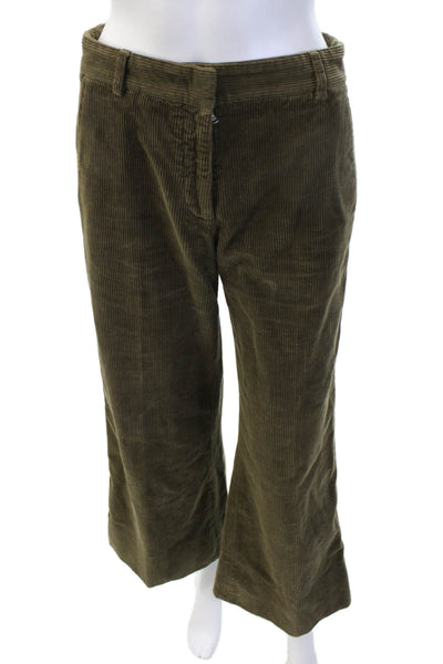 QL2 Womens Brown Striped Cotton Elastane Army Button Pants Size 40