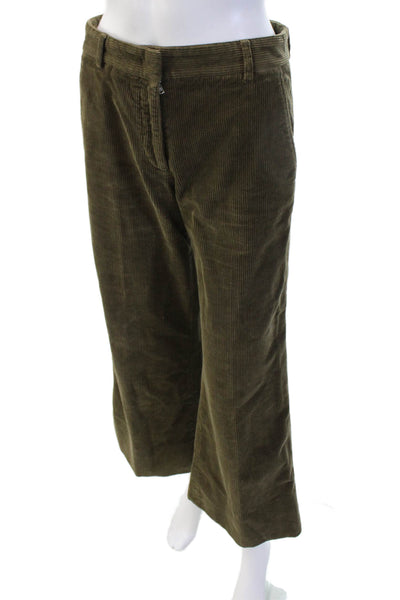 QL2 Womens Brown Striped Cotton Elastane Army Button Pants Size 40