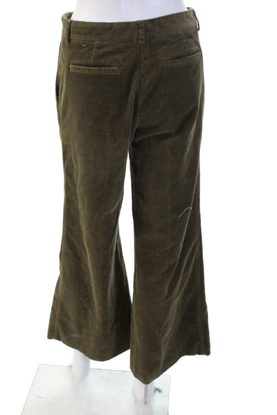 QL2 Womens Brown Striped Cotton Elastane Army Button Pants Size 40