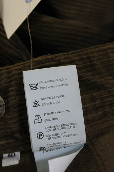 QL2 Womens Brown Striped Cotton Elastane Army Button Pants Size 40