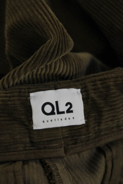 QL2 Womens Brown Striped Cotton Elastane Army Button Pants Size 40