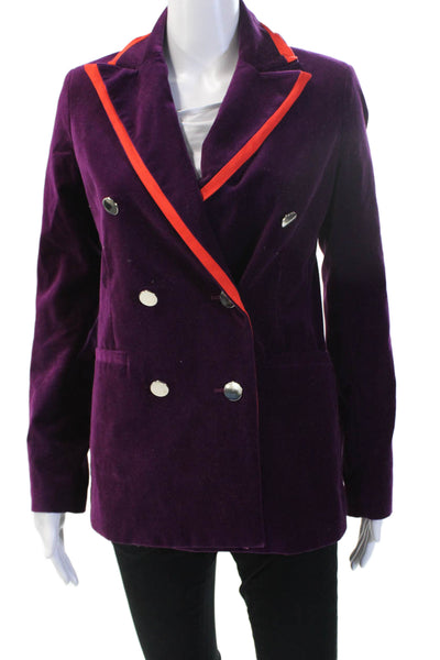 Giuliette Brown Womens Purple Collared Button Blazer Long Sleeve Cotton Size 00