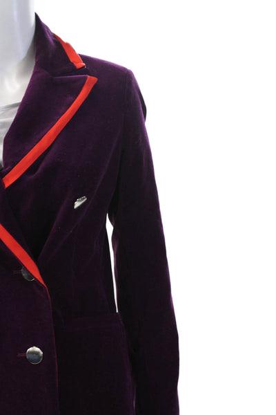 Giuliette Brown Womens Purple Collared Button Blazer Long Sleeve Cotton Size 00