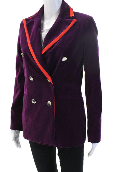 Giuliette Brown Womens Purple Collared Button Blazer Long Sleeve Cotton Size 00