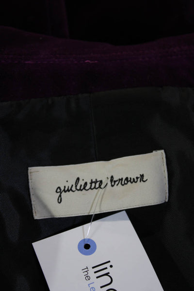 Giuliette Brown Womens Purple Collared Button Blazer Long Sleeve Cotton Size 00