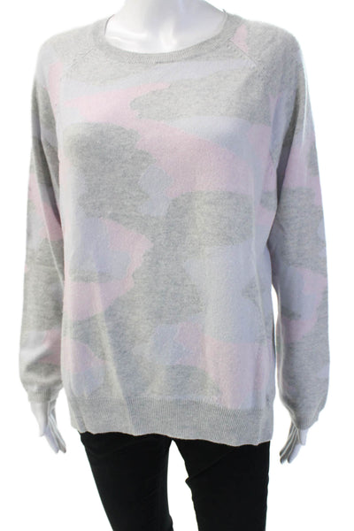 Jumper Unisex Gray 100% Cashmere Camouflage Crew Neck Pullover Sweater Size 3