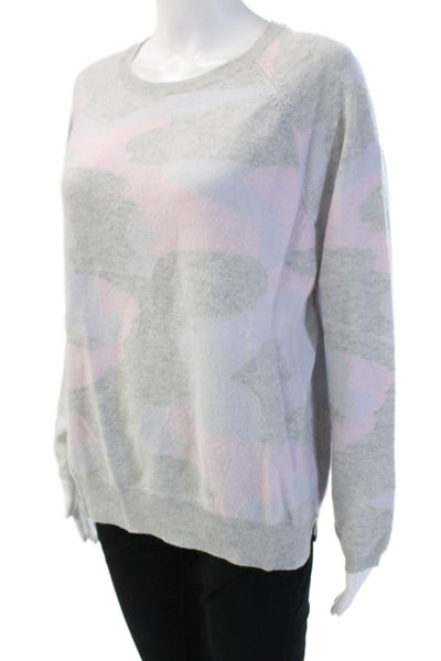 Jumper Unisex Gray 100% Cashmere Camouflage Crew Neck Pullover Sweater Size 3