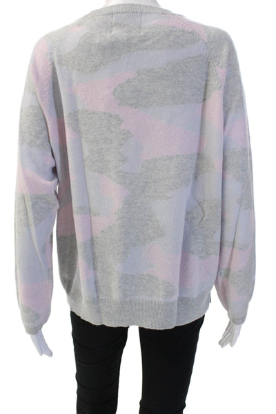 Jumper Unisex Gray 100% Cashmere Camouflage Crew Neck Pullover Sweater Size 3
