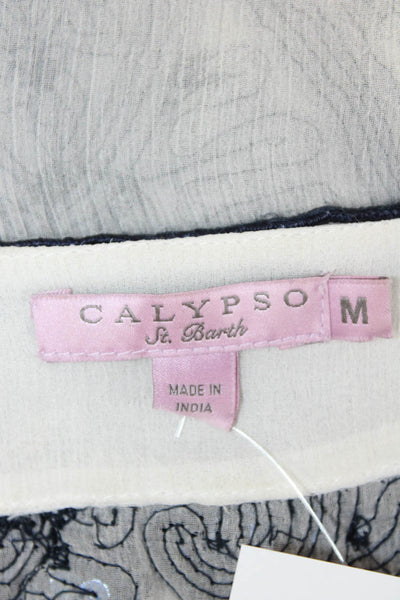 Calypso Saint Barth Women Bohemian White Tunic Blouse Long Sleeve Size M
