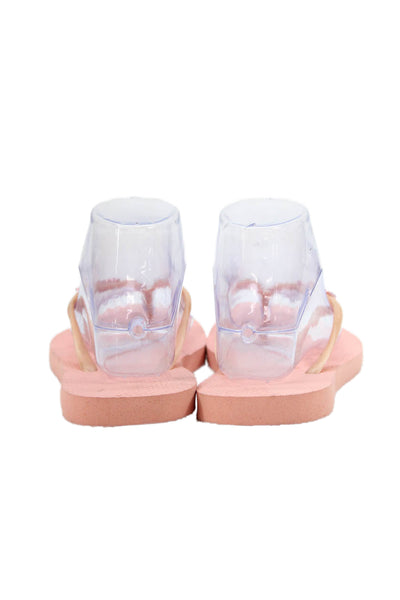 Havaianas Womens Rubber Logo T Strap Sandals Peach Pink Size 39-40