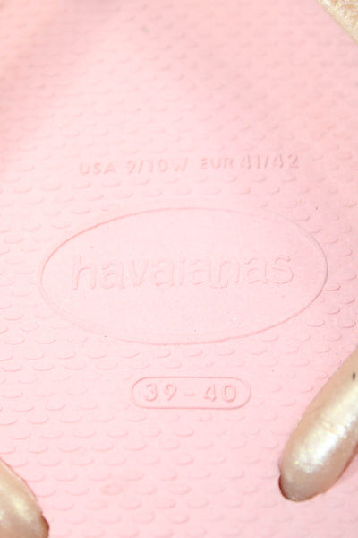 Havaianas Womens Rubber Logo T Strap Sandals Peach Pink Size 39-40