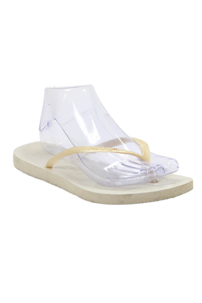 Havaianas Womens Rubber Logo T Strap Sandals Beige Size 39-40