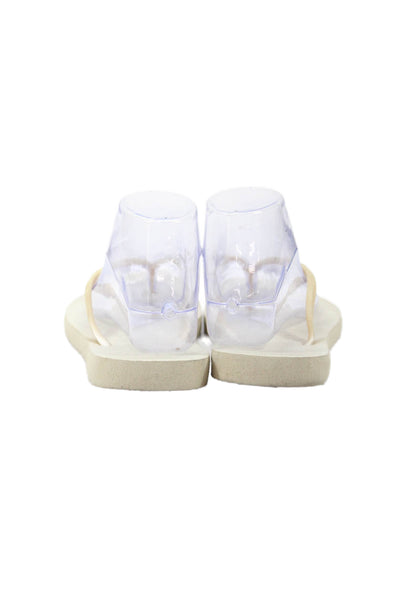 Havaianas Womens Rubber Logo T Strap Sandals Beige Size 39-40