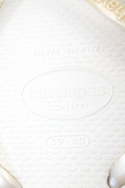 Havaianas Womens Rubber Logo T Strap Sandals Beige Size 39-40