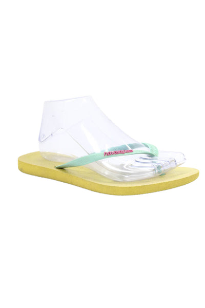 Havaianas Womens Rubber Logo T Strap Sandals Green Purple Size 39-40