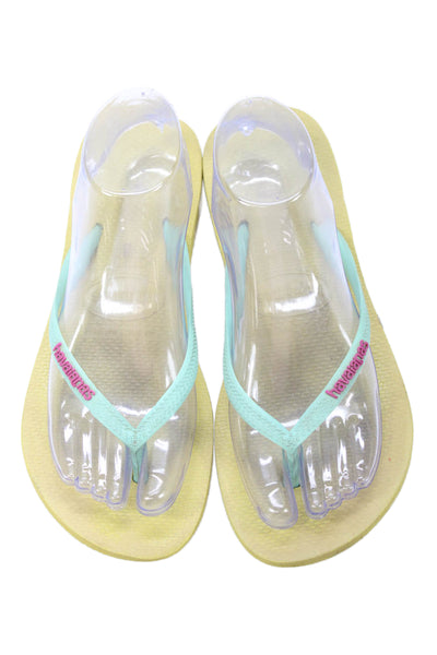 Havaianas Womens Rubber Logo T Strap Sandals Green Purple Size 39-40