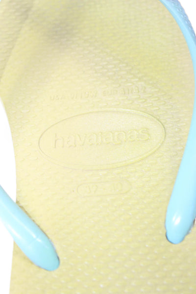 Havaianas Womens Rubber Logo T Strap Sandals Green Purple Size 39-40
